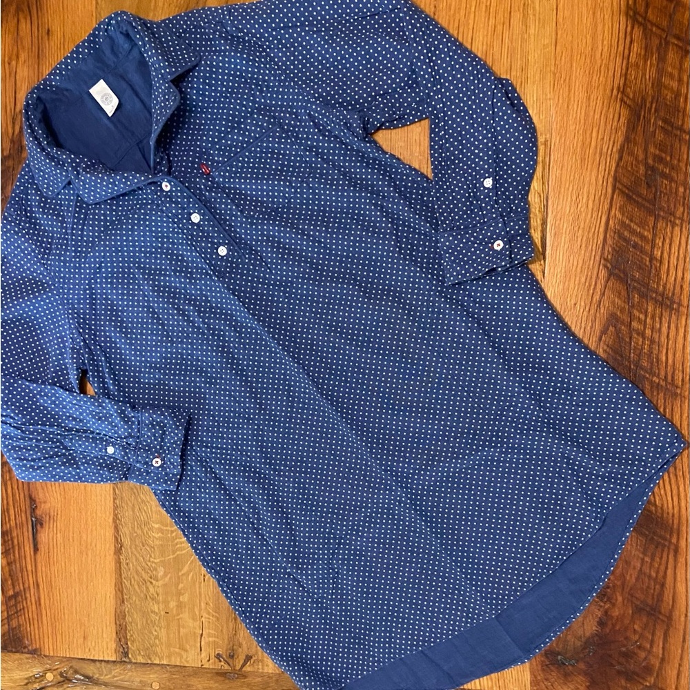 Levi’s 100% Cotton Blue and White Polka Dot Sleep Shirt, Natural Fabric, Sz Lrg